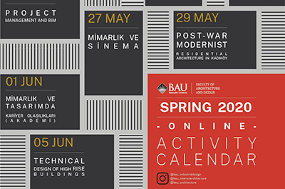 Faculty of Architecture & Design 2020 Spring Online Activity Calendar